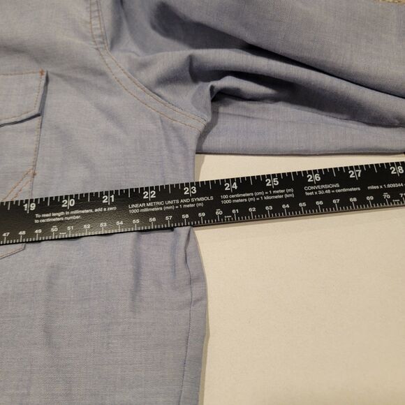 VINTAGE Wrangler Chambray Pearl Snap Button Up Mens Sz XL Western Cowboy Rodeo - Picture 8 of 9